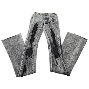 Womens ROCKSTAR JEANS Medium Black Denim UNHEAMED DISTRESSED NEW TAGS 26'